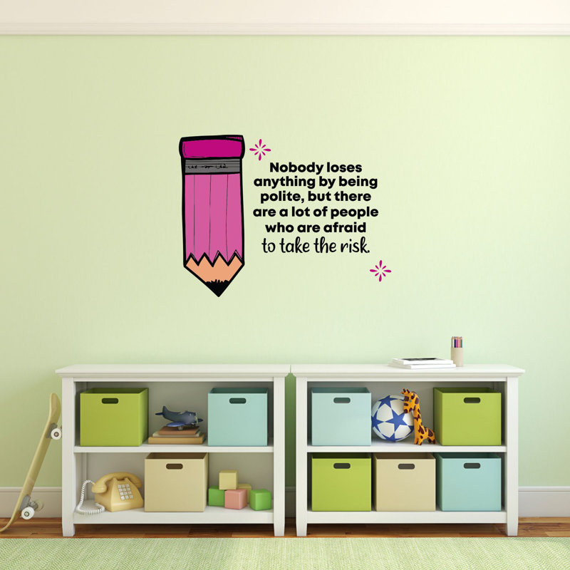 Adhésif décoratif citations de caricature de classe crayon poli, H 20 po x l 20 po x P 0,05 po