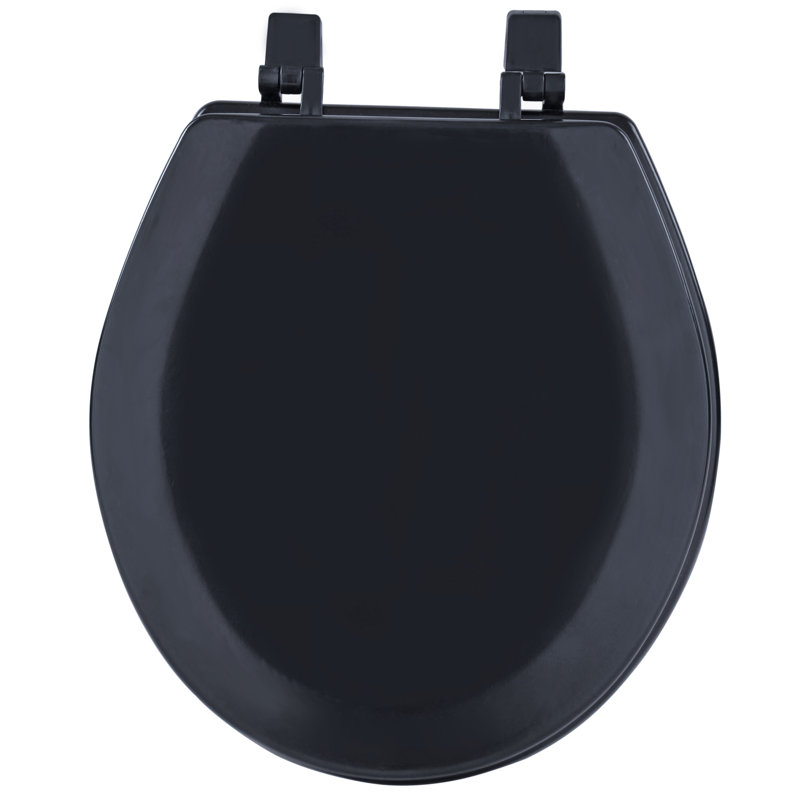 Fantasia Woven Trends Wood Toilet Seat for Bathroom with Lid Set, Black, 17" Standard