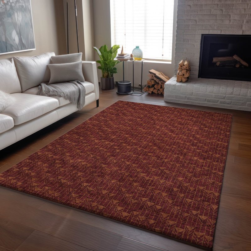 Tapis bourgogne de qualité supérieure Cerrito AMF514, Rectangle 2 pi 6 po x 3 pi 10 po