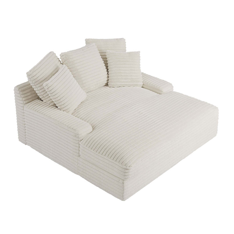 Accoudoirs carrés modernes en velours côtelé avec canapé-lit moderne pour chambre à coucher, Beige