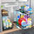 Under Sink Organizers And Storage, 2 Tier Pull Out Under Cabinet Organizer Drawer Shelf, 2 Pack Large Metal Adjustable Slide Out Drawers Shelves For Kitchen Bathroom.