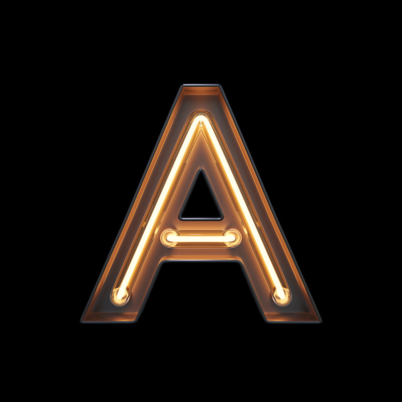 Alphabet A Neon Light by Sarawuth702 - Wrapped Canvas Print, 51cm H x 51cm W x 3.8cm D