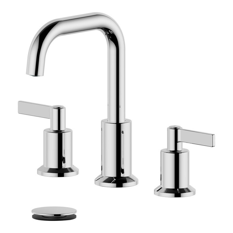Robinet de salle de bain espacé avec ensemble de drain Kadoma, Chrome poli