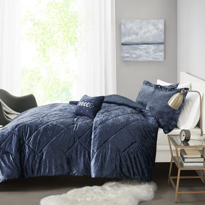 Très grand / très grand édredon en velours bleu marine pour lit de luxe