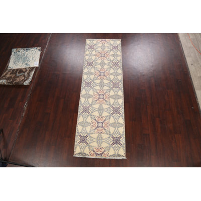All-Over Geometric Abstract Oriental Runner Rug 3x10