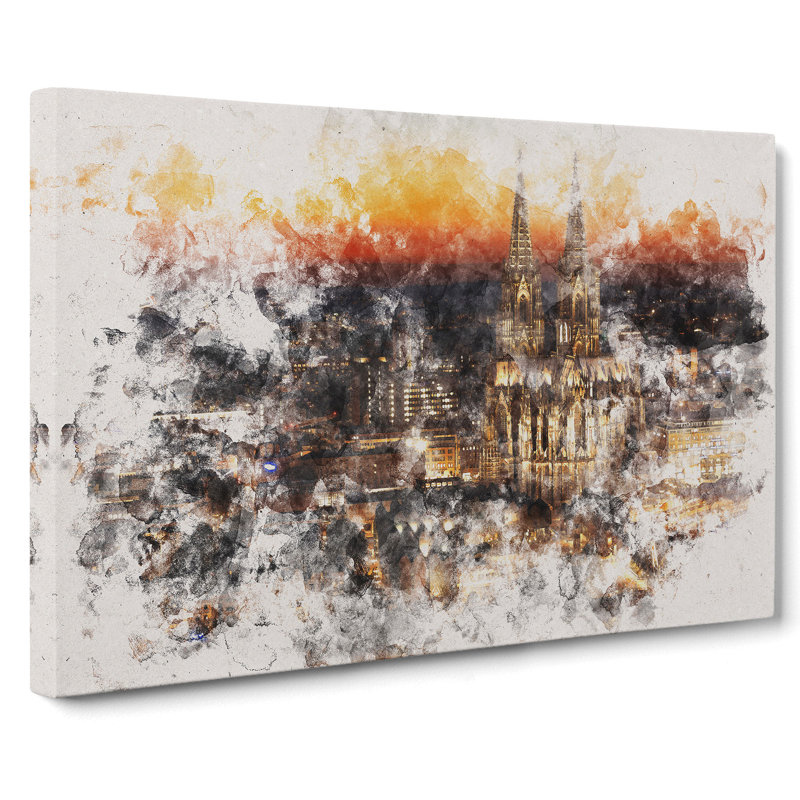 The Cologne Cathedral Vol.1 Watercolour - Wrapped Canvas Print, 40cm H x 60cm W x 3cm D