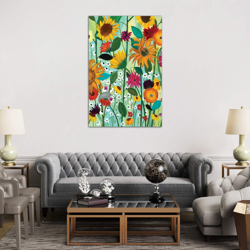 Sunflower House by Carrie Schmitt - Wrapped Canvas Painting, 101.6 cm H x 66.04 cm W x 1.91 cm D