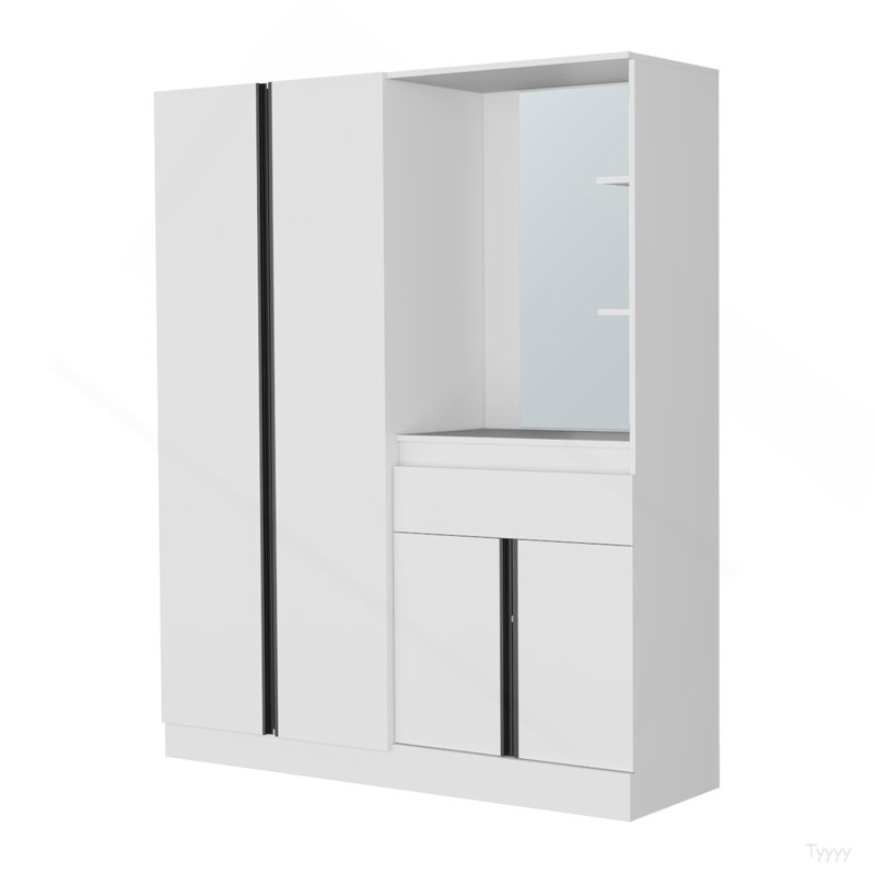 Armoire blanche avec miroir de coiffeuse et rangement