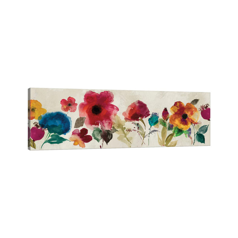 Floral Dance II by Asia Jensen - Wrapped Canvas Panoramic Painting, 30.48 cm H x 91.44 cm W x 1.91 cm D