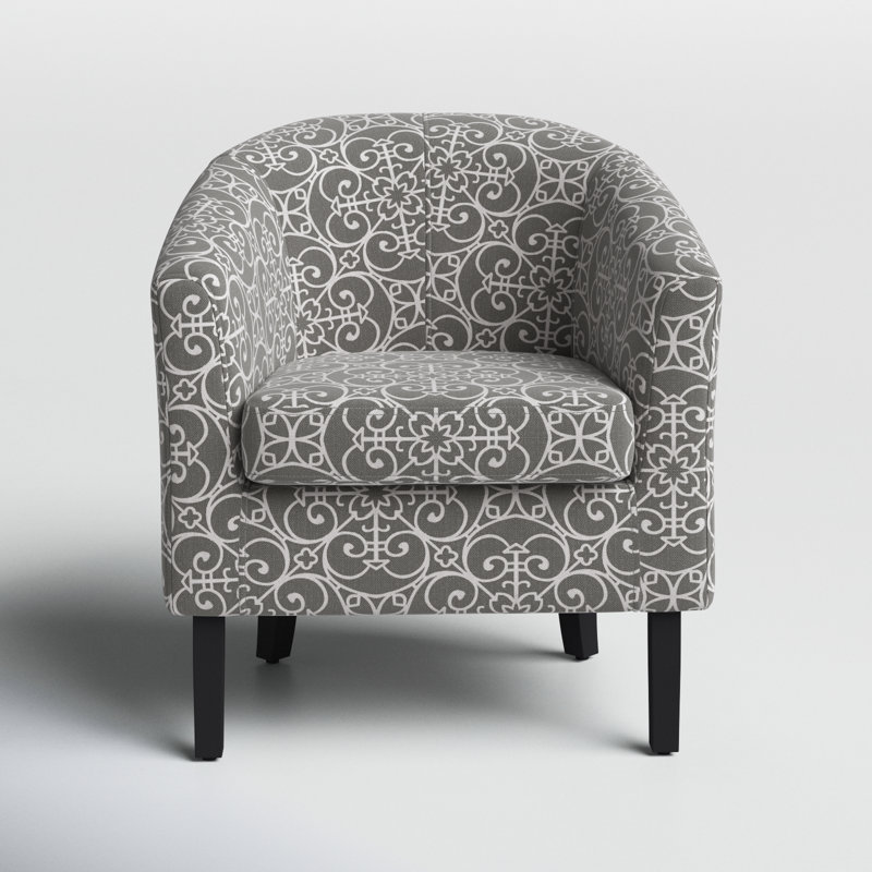 Fauteuil demi-tonneau de 26,77 po Munson, Gris / lin blanc
