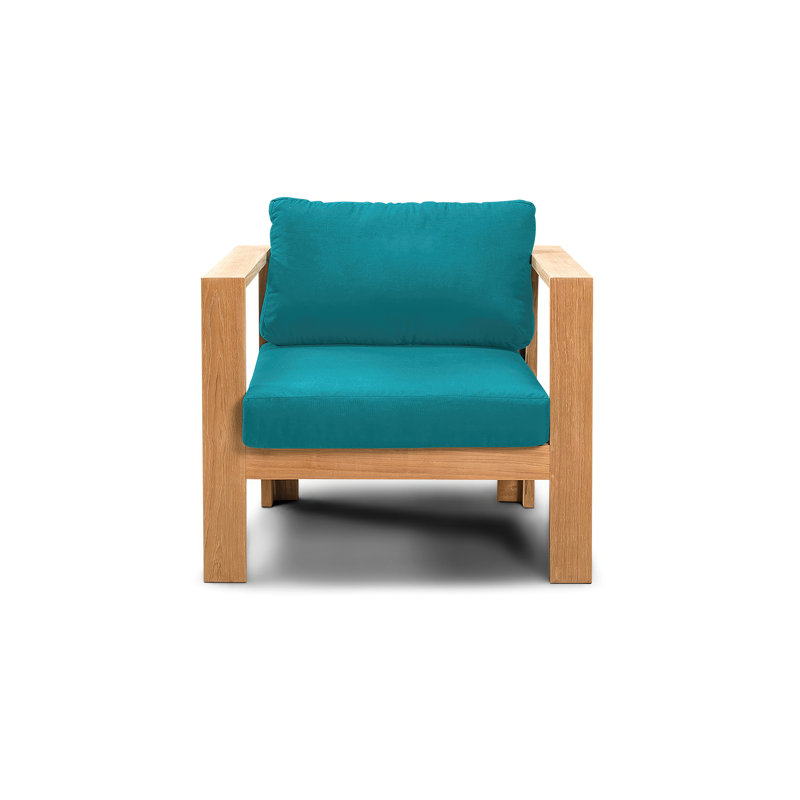 Sonoma Teak Outdoor Lounge Chair , Sunbrella® Cushions Included, Spectrum Peacock Sunbrella® Plainweave
