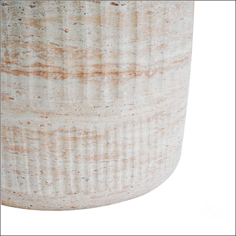 Outdoor/Indoor Lightweight Concrete Side Table With Elegant Travertine Finish For Versatile Use And Durability