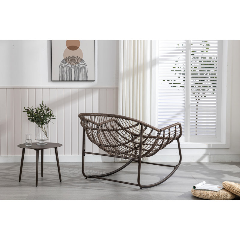 Fauteuil berçant bleu marine avec coussin - Idéal pour terrasse, salon, jardin, siège spacieux et confortable.