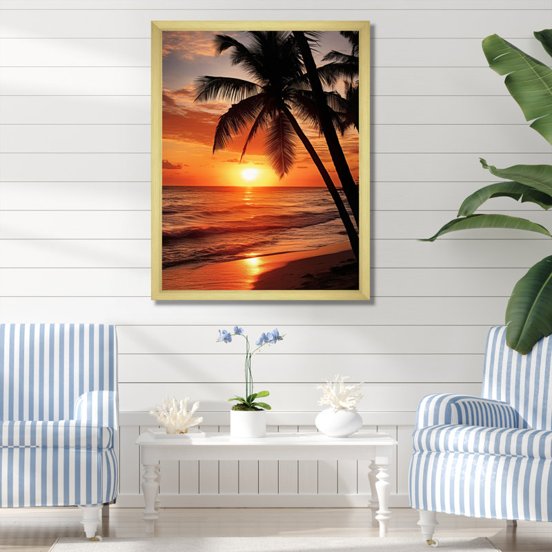 «Beach Photo Sunset Serenade II», reproduction sur toile, L 12 po x H 20 po, Encadrement doré