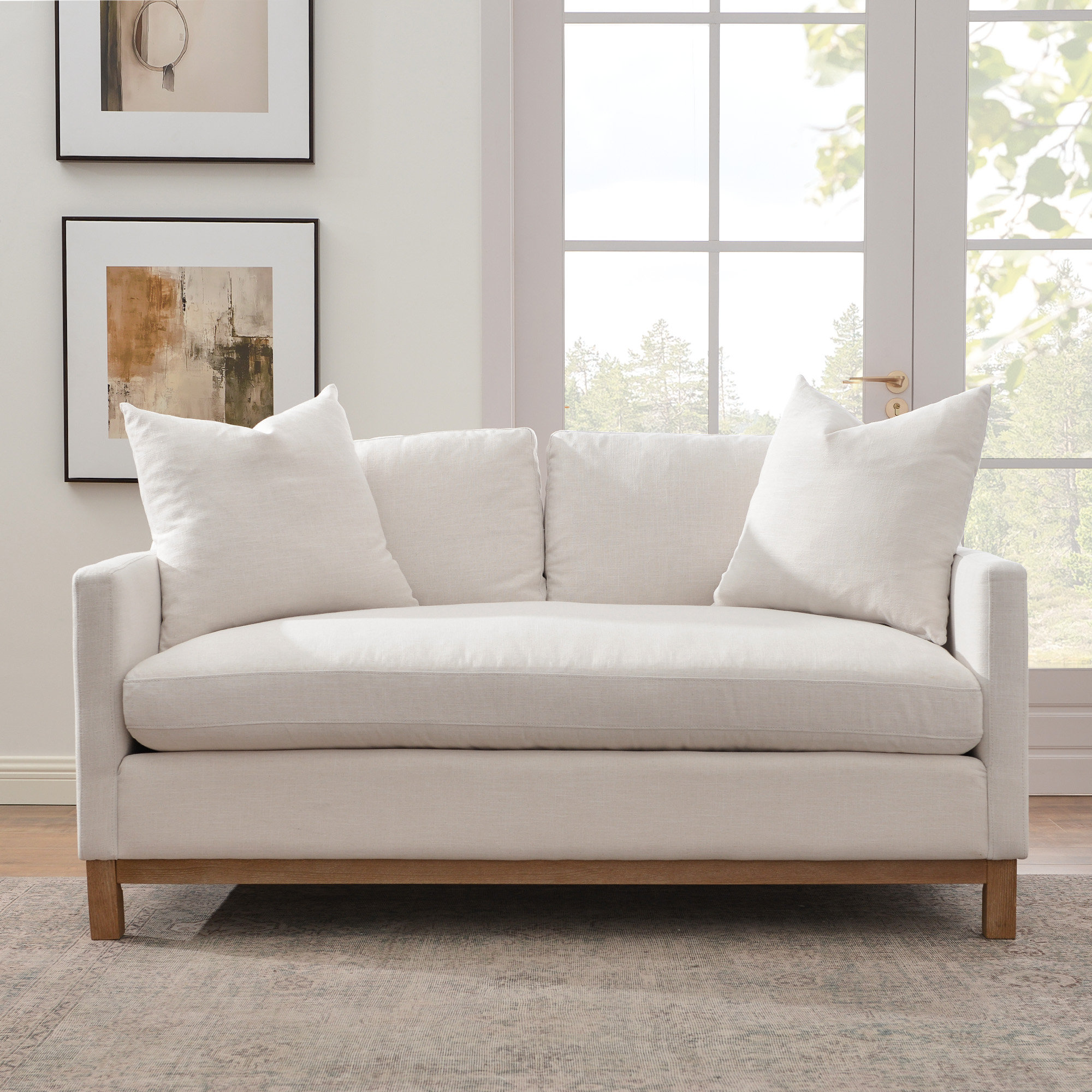 Cami 64'' Upholstered Loveseat, Cream Polyester Blend