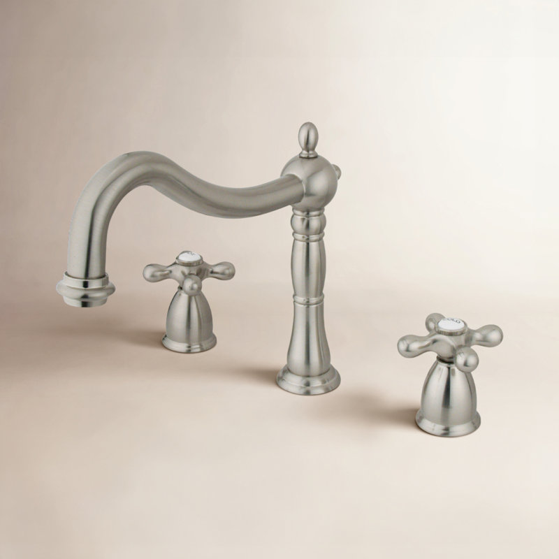 Robinet de baignoire romaine à fixer sur le comptoir à deux poignées Heritage, Nickel brossé