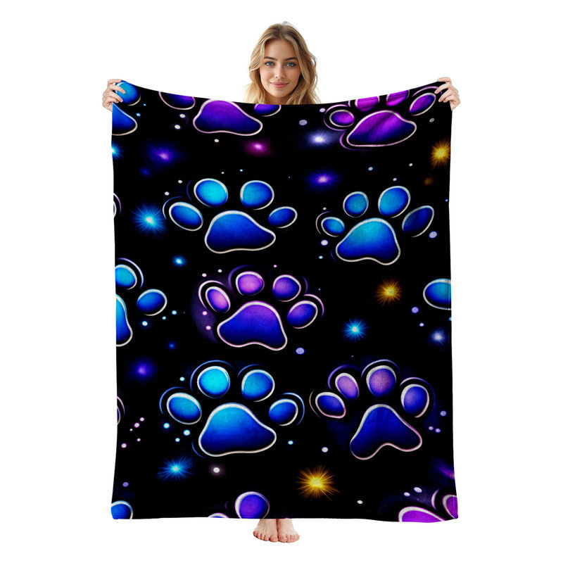 Couverture simple en flanelle JYK, en microfibre moelleuse, douce et respirante, 60 po x 80 po, Blue Dogs Paws