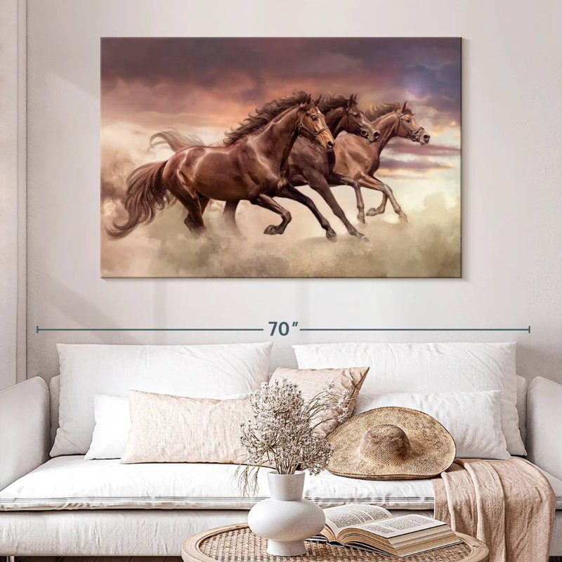 Brampt Three Running Horses, 34" H x 51" W