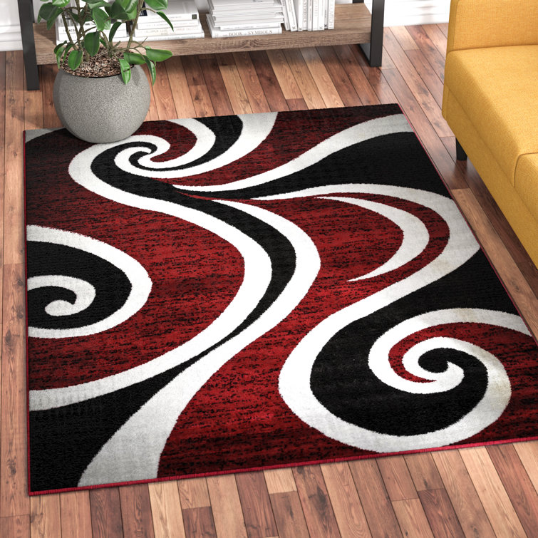 Collingwood Abstract Red/Black/White Area Rug
