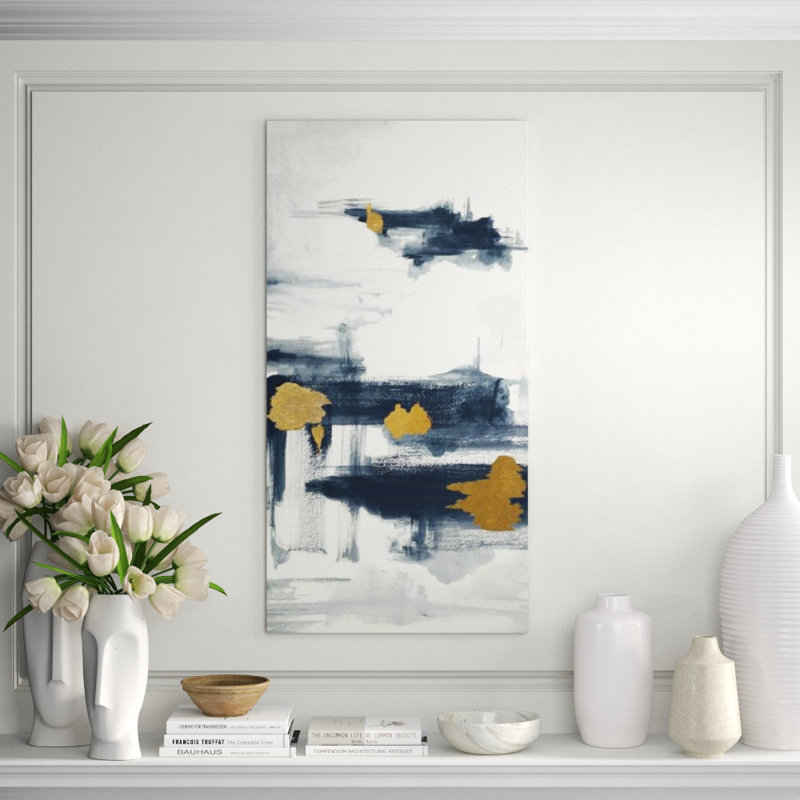 Gold Dot II Painting by Sara Brown, Glass Coat, 47" H x 24" W x 1.5" D