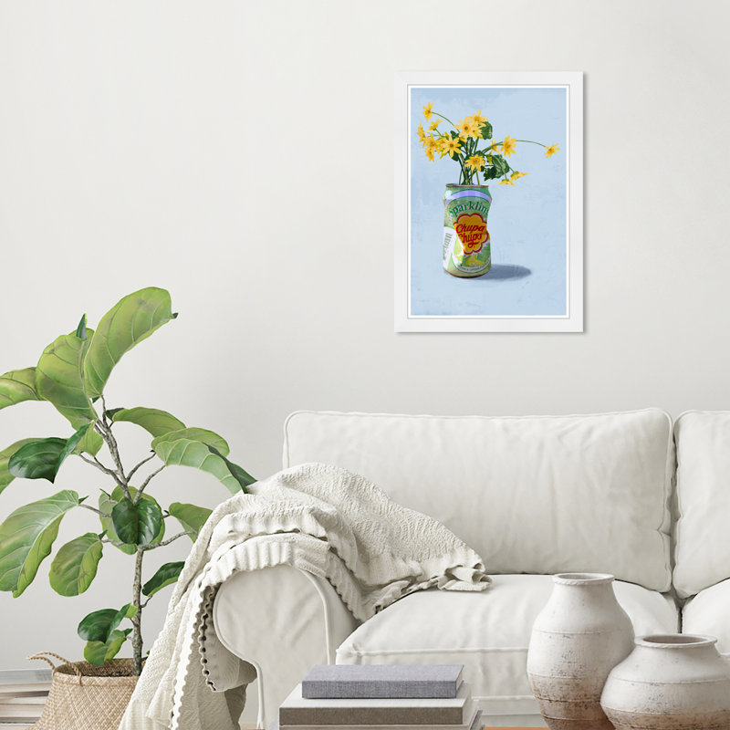 Vase floral scintillant, Cadre blanc