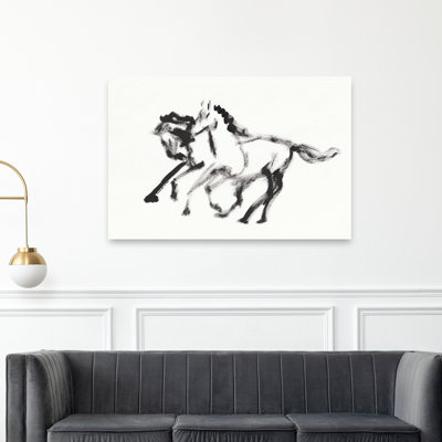 Dynamic Running Horses Minimalist Horse Wall Art Print 1 Piece Wrapped Canvas Wall Art