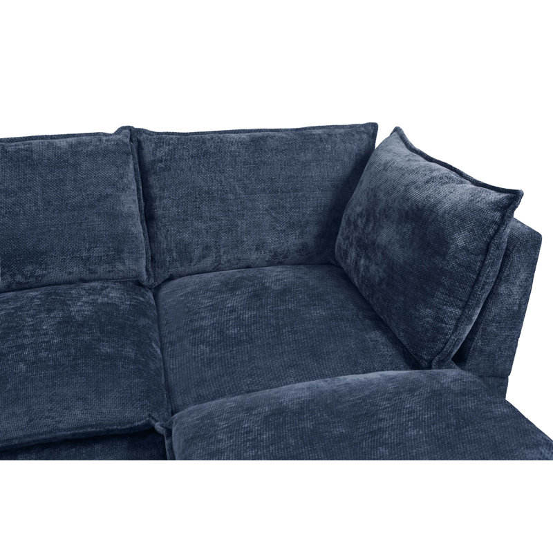 Canapé modulaire modulaire, ensemble de canapé en tissu de lin avec repose-pieds convertible, canapé en forme de U, canapé confortable et librement combinable