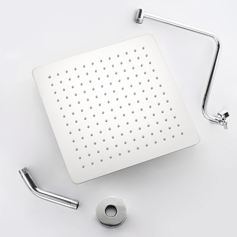 Douche de pluie 12 pouces - bras réglable en acier inoxydable, jet complet pour le corps, fixation murale tête en acier 12 "avec corrosion, 144 buses, salle de bain