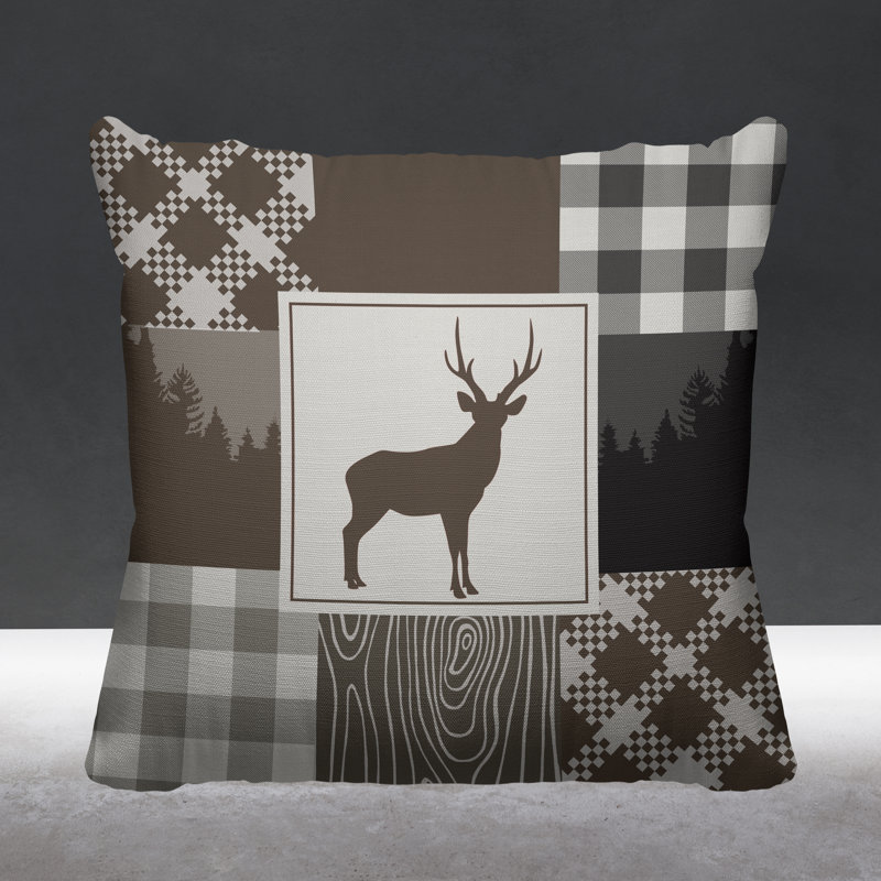 Coussin intérieur / extérieur Range Trees Cabin, 19 po x 19 po, Beige, Carré