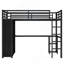 Structure de lit mezzanine avec garde-robe intégrée, lit mezzanine en métal avec bureau et tablettes de rangement-1155127952