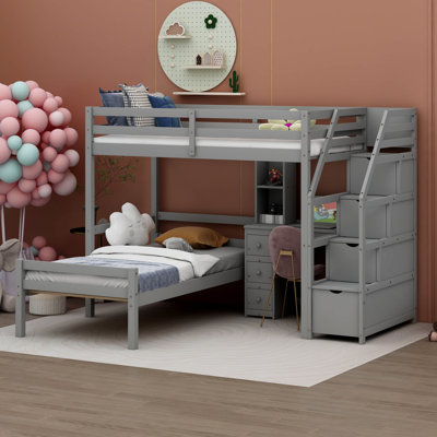Kids Twin Loft Bed with Drawers