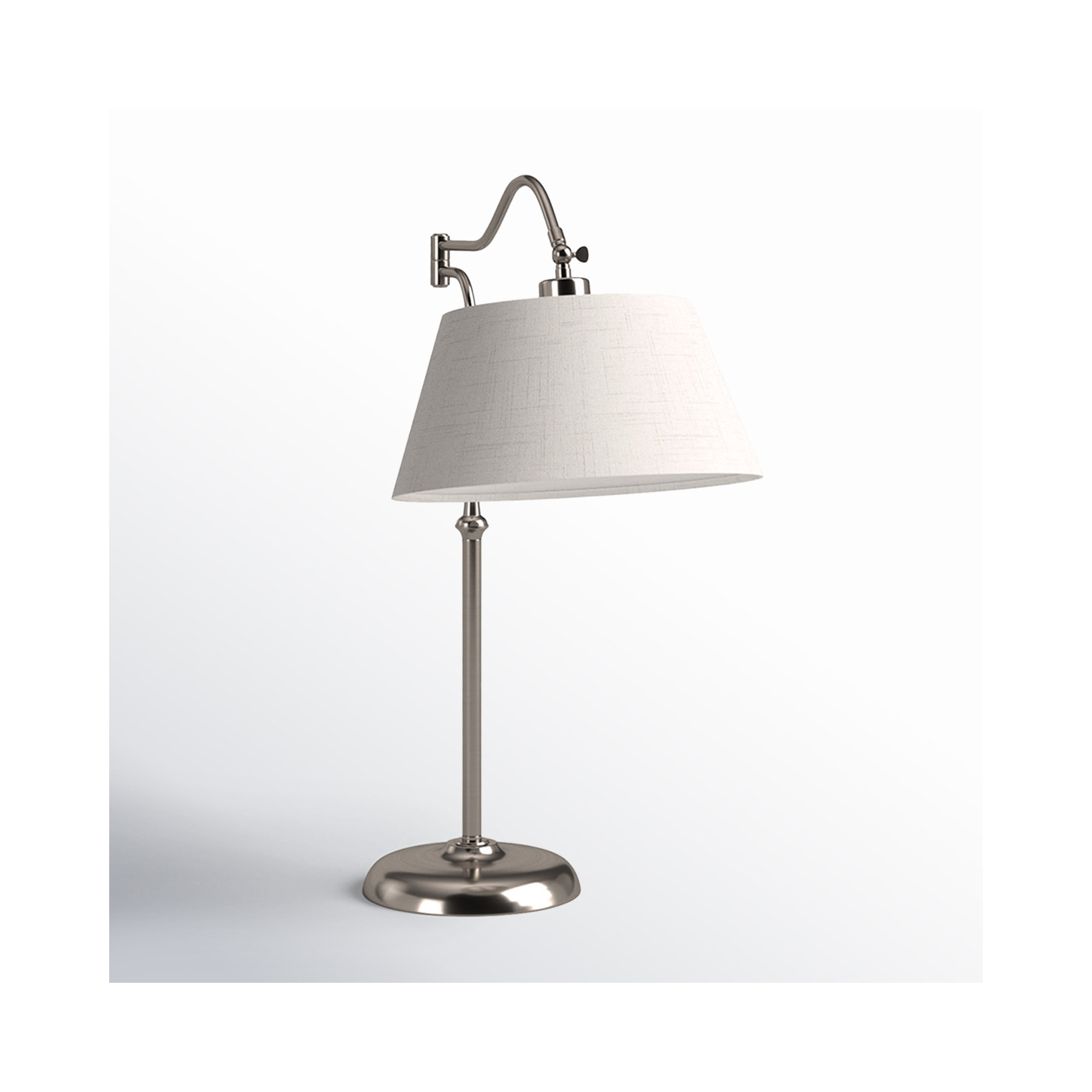 Theodora Adjustable Metal Arched Lamp, 26.25" H x 12.5" W x 23" D, White, Antique Pewter