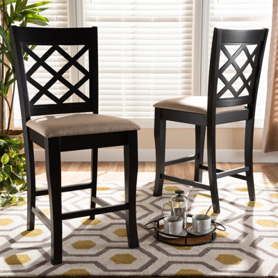 Upholstered Counter Stool with Solid Wood Frame