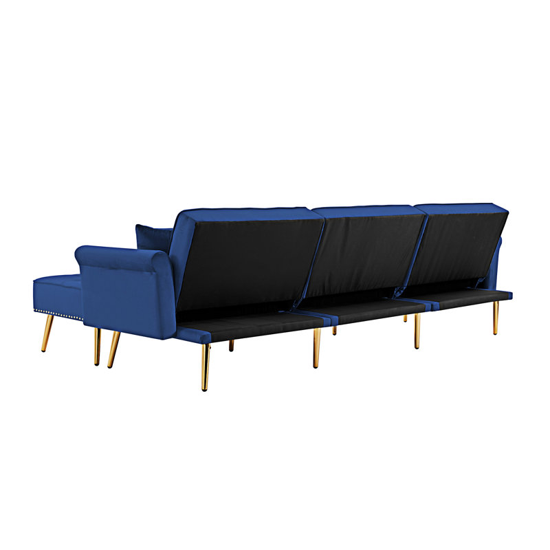 Canapé-lit modulaire réversible en velours Modern, Bleu