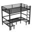 Lit superposé simple TG au-dessus de simple TG avec lit escamotable inférieur, rails de sécurité, noir - Lit convertible peu encombrant
