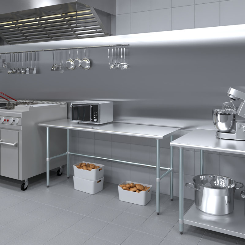 Table de travail en acier inoxydable, H 35 po x L 72 po x L 24 po