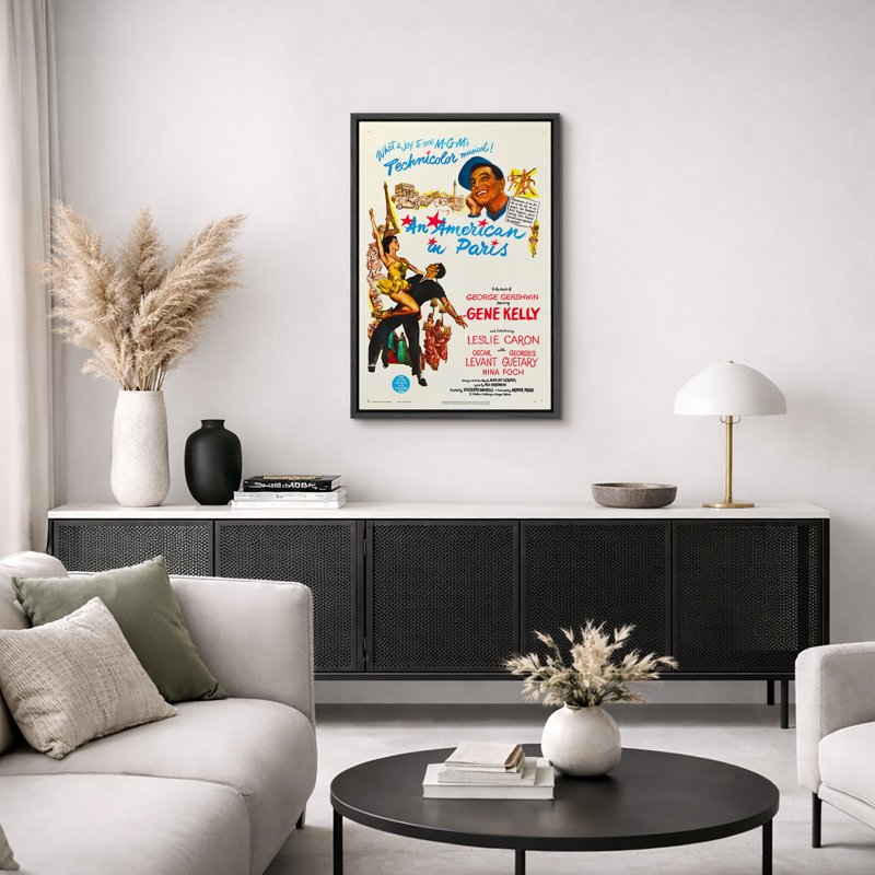 An American in Paris Classic Musical Movie, H 36 po x l 24 po x 1,5 po, Cadre flottant noir