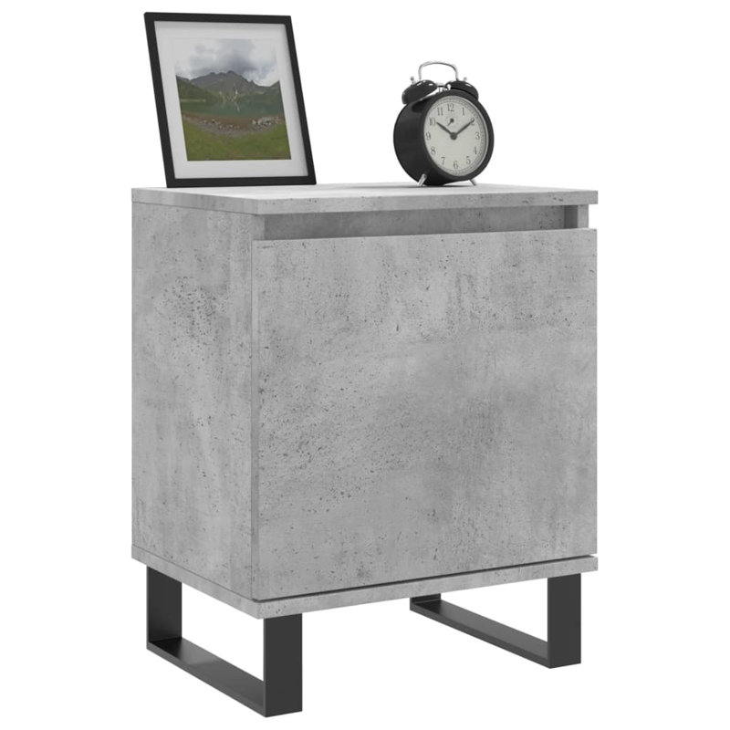 40 cm W Iron Bedside Table, Concrete Grey