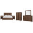Lit California King à panneaux, 2 tables de chevet ouvertes, commode à tiroirs avec miroir carré et commode à portes