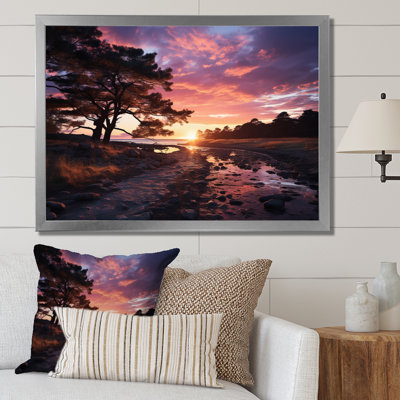Sunset Twilight By The Lake II - Landscape Sunset Wall Art Living Room