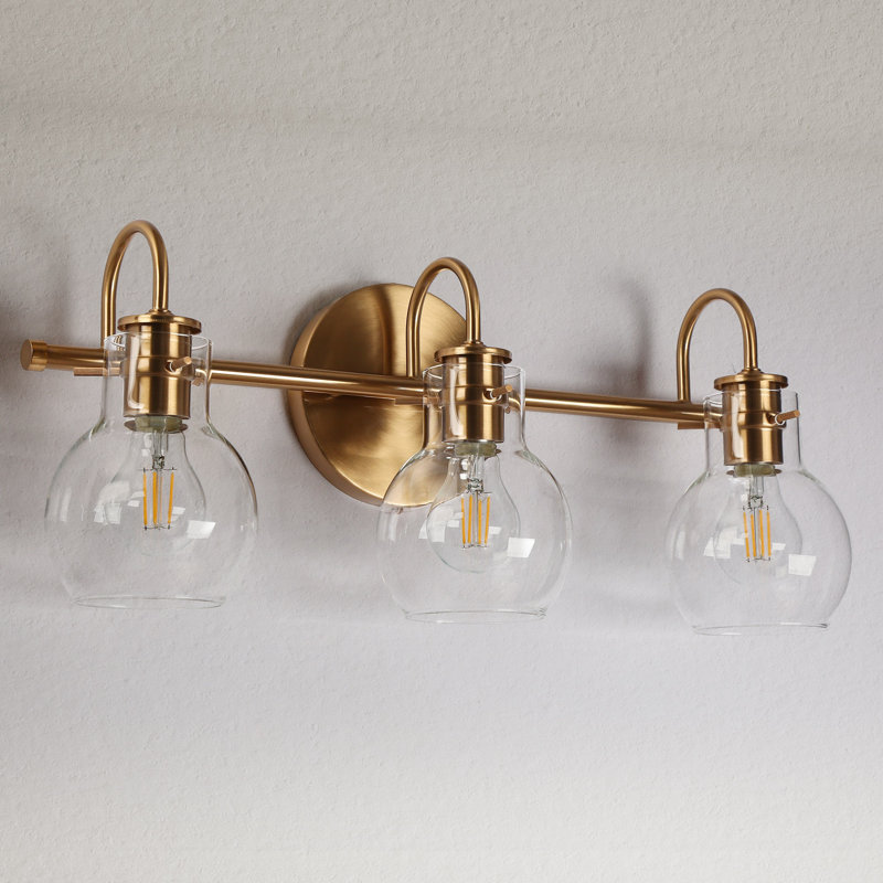 Éclairage de meuble-lavabo moderne à intensité variable de 22 po à 3 lumières Kinman, Doré