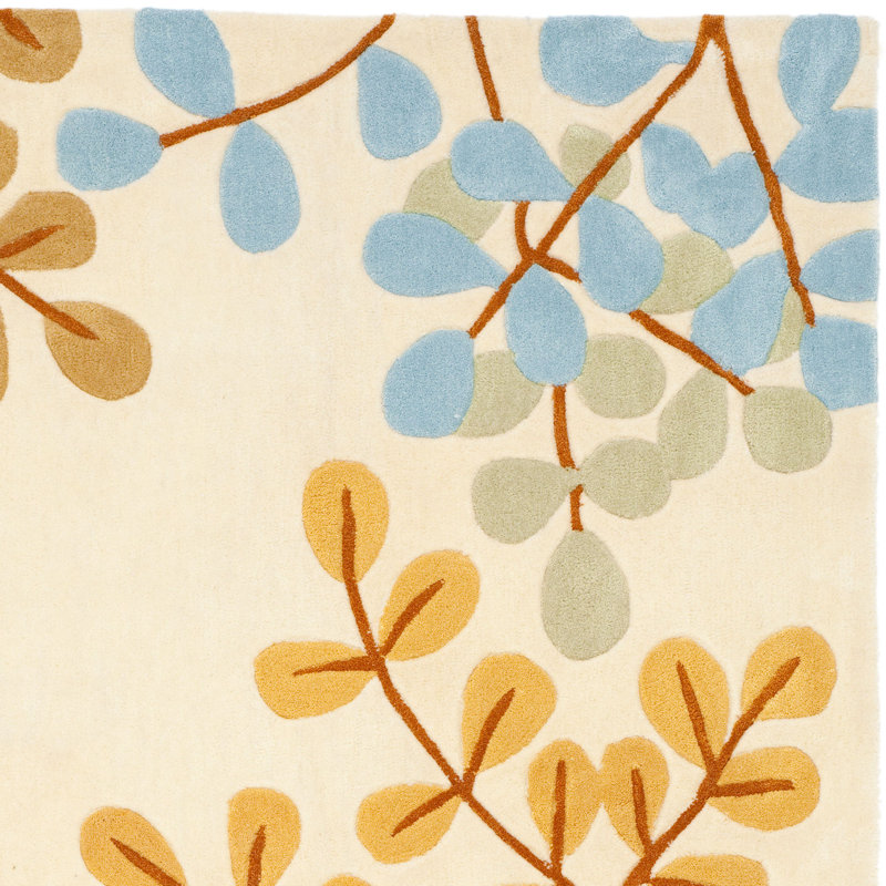 Modern Art Hand Tufted Performance Floral Rug, Rectangle 5' x 8'