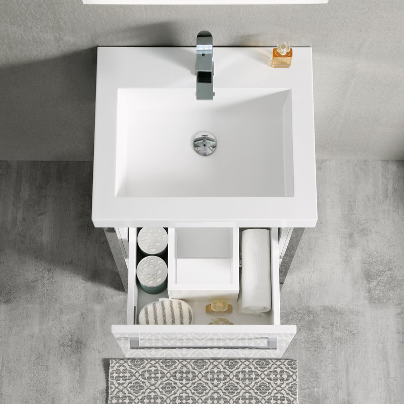Ensemble de meuble-lavabo simple ergonomique et imperméable 21 po avec miroir Herakleitos
