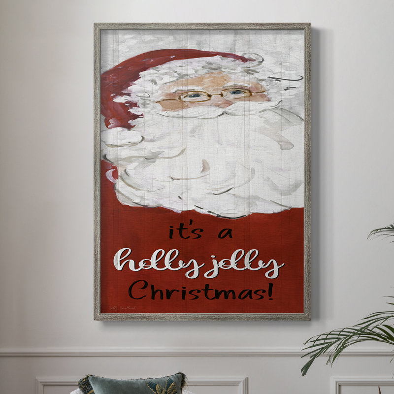 Holly Jolly Christmas, reproduction encadrée en bois massif, H 15 po x l 12 po