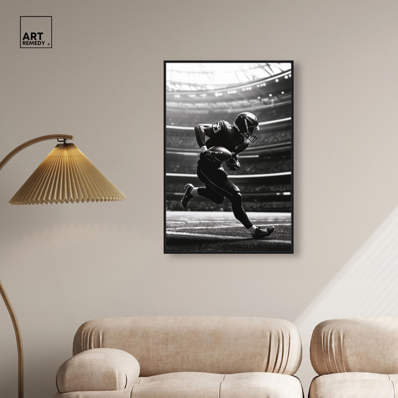 «Football Stadium», affiches de sport sur toile par Art Remedy, Cadre flottant noir, H 37 po x l 25 po