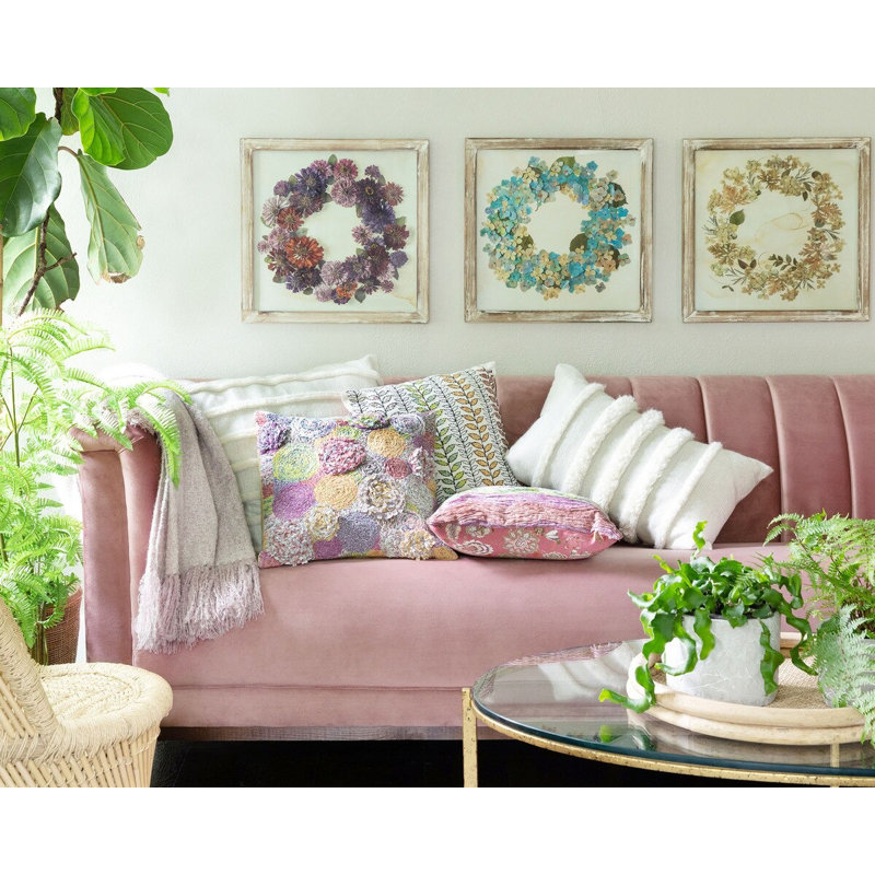 Cotton Throw Pillow, Polyester, Multicolor Pink, Chevron