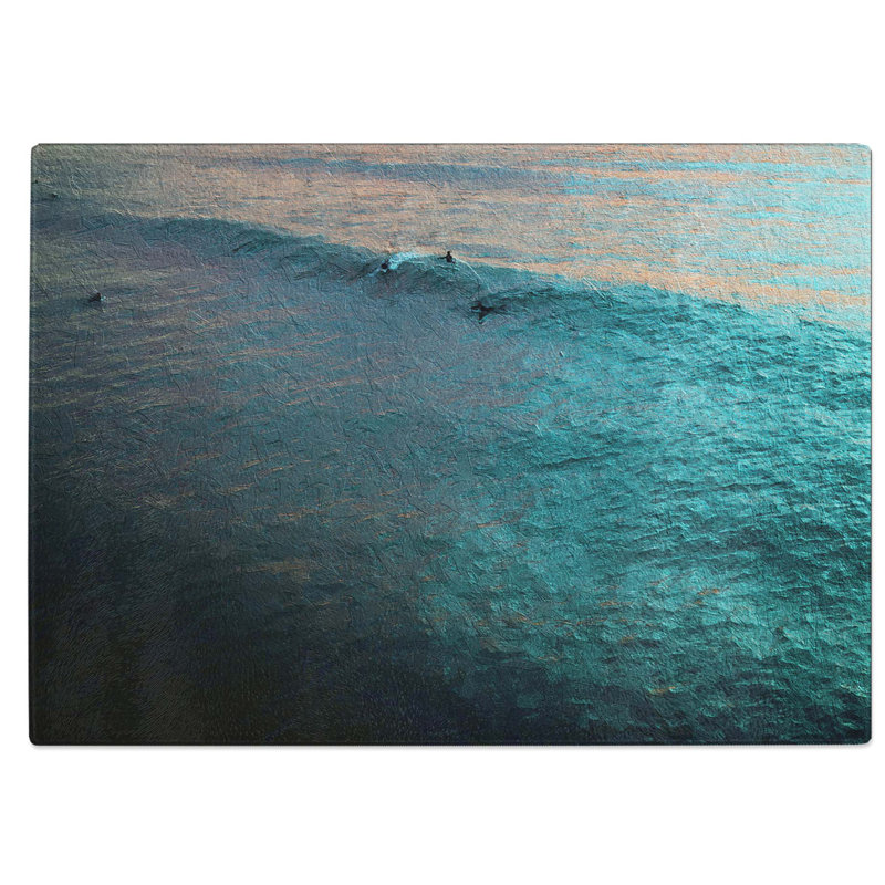 Tempered Glass Surfing at Sunset Chopping Board, 39 cm W x 28.5 cm L