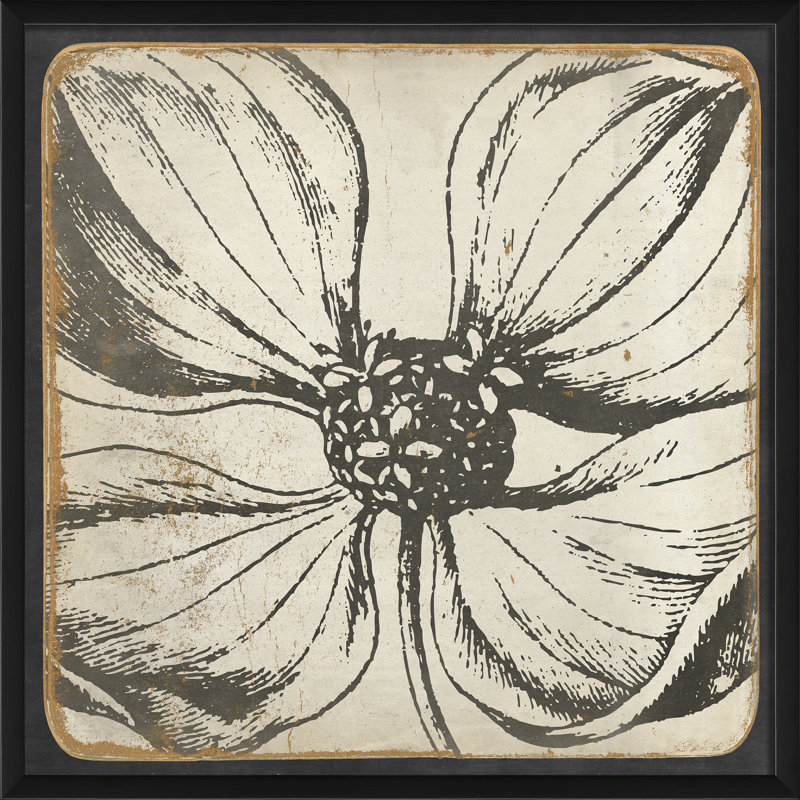 « rétro fleur », reproduction d’art encadrée en noir