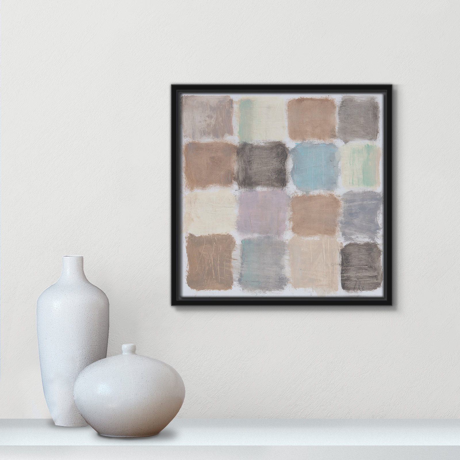 Veasey "Powder Room Reflections" Painting, 13.5" H x 13.5" W x 2" D, Black
