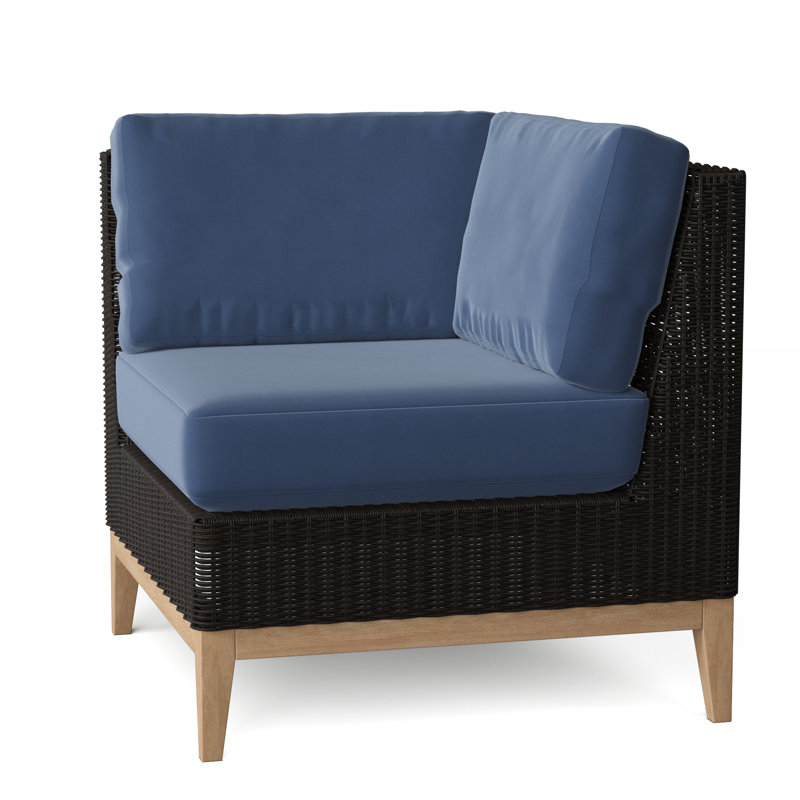 Frances Outdoor Corner Wedge Lounge Chair, Canvas Rain, Frances Black